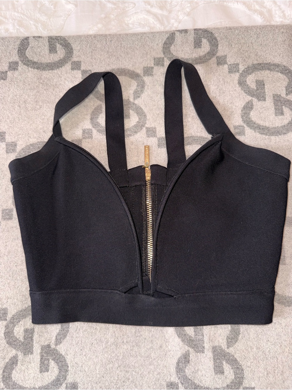 Marciano Black Bandage V front Cropped Tank Top with wire